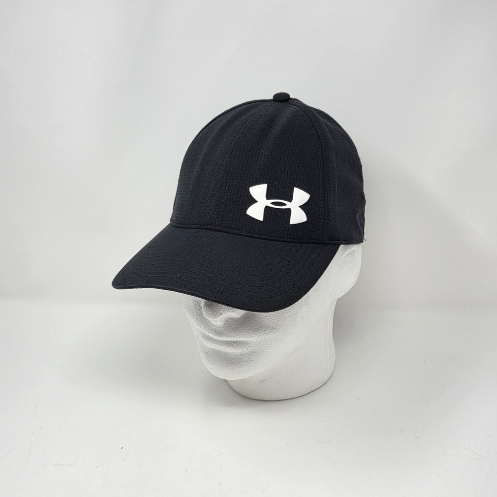 Under‎ Armour UA Classic Fit Hat Cap Black Men's Size Small/Medium White logo